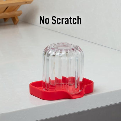 Zulay Kitchen Small Silicone Sponge Holder (4.9x3.3”) – Space-Saving Sink Organizer Tray for Sponge, Soap, Brush & More – Compact Non-Slip Dish for Kitchen & Bathroom (Red) - Image 7