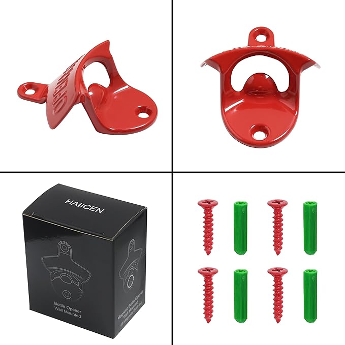 Red Beer Bottle Opener Wall Mounted, Stainless Cooler Mount Soda Cap Opener Gifts (2 PCS) - Image 4