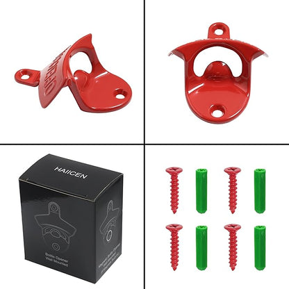 Red Beer Bottle Opener Wall Mounted, Stainless Cooler Mount Soda Cap Opener Gifts (2 PCS) - Image 4