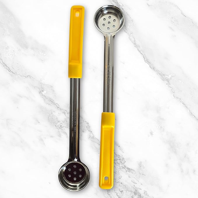 1 Ounce Slotted Stainless Steel Portion Control Ladle Spoon for Measuring and Serving; Commercial Grade Serving Scoops [Pack of 2] - Image 8
