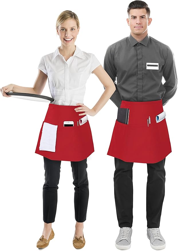 Utopia Wear 4 Pack Server Aprons with 3 Pockets, Waiter and Waitress Waist Aprons for Women with Pockets, Men Short Aprons - Image 2