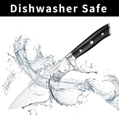 Knife Sets 15 Pieces for Kitchen with Block, German Stainless Steel Kitchen Knife Set, ABS Ergonomic Handle Chef Knives, and Shears for Chopping, Slicing and Cutting - Image 5