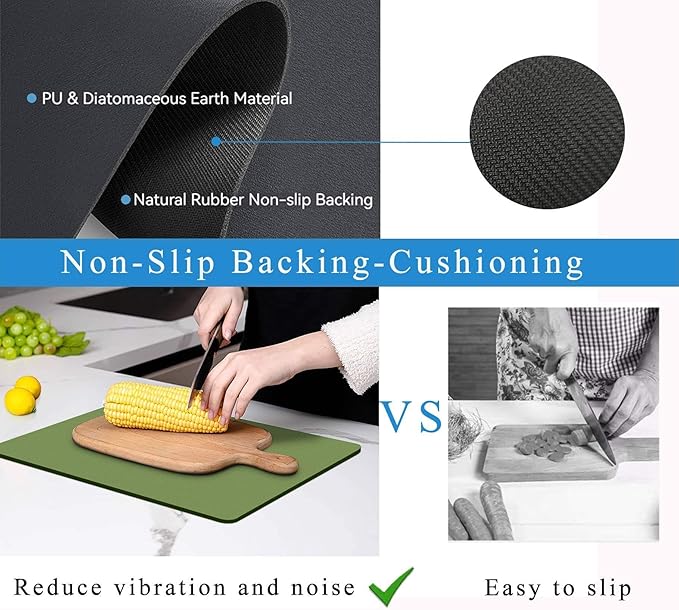 Dish Drying Mat for Kitchen Counter,Drying Mat for Dish Rack,Absorbent Hide Stain Rubber Mat,Coffee Mat, Kitchen Counter Mat (Green, 17"x31.5") - Image 6