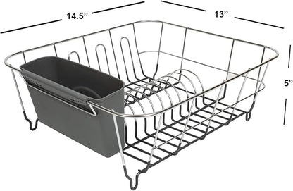 Dish Drying Rack & Cutlery Holder 2 Piece Set ✅ Compact Sink-Fitting Dish Drainer with Rubberized Undercoating ✅ Space-Saving Kitchen Organizer for Plates, Cups, Bowls & Utensils In Sink, Dark Gray - Image 2