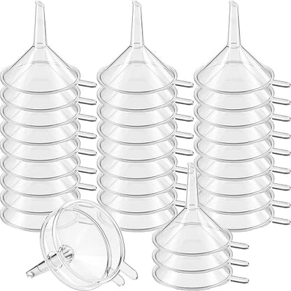 Hoolerry 50 Pcs Small Funnel for Filling Small Bottles Clear Plastic Mini Funnels for Lab Bottles Essential Oils Sand Art Bottle Skin Products Perfumes Spices (2.16'') - Image 8