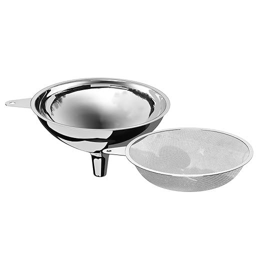 Serinar Stainless Steel Large Funnel with Filter (5.7 in. X 0.55 in. Mouth) and 50 Mesh Stainless Steel Food Filter for Bottle, Oil, Juice, Coffee, Honey, Milk by serinar