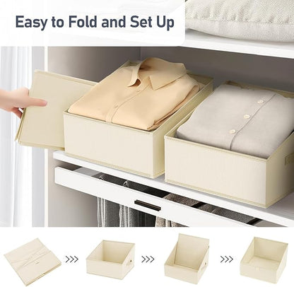 DIMJ Closet Storage Bins - Fabric Storage Baskets for Shelves, Collapsible Closet Organizers and Storage with Handles, Trapezoid Shelf Organization Storage Cubes for Purse, Toys, Books, Towel, Socks - Image 7