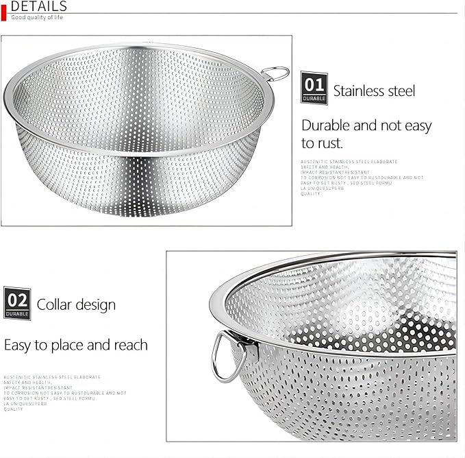 GREATLINK Stainless Steel Colander and Fine Mesh Strainer for Kitchen, 7.7Inch Pasta and Rice Strainer, Small Metal Sieve/Washing Bowl/Pot Drainer/Sifter for Spaghetti, Berry, Fruit, Vegetable - Image 6