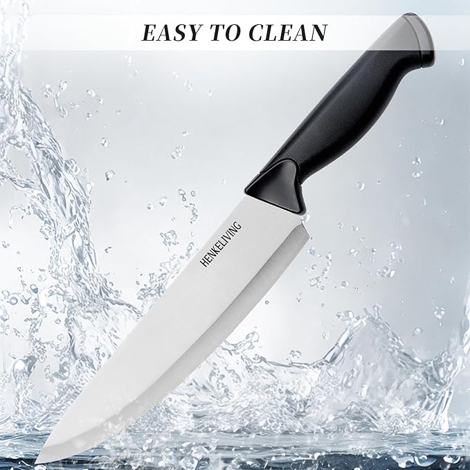 Knife Set, 6-Piece Kitchen Knife Set, German High Carbon Stainless Steel, Durable & Easy Clean Knife Block, Black - Image 5