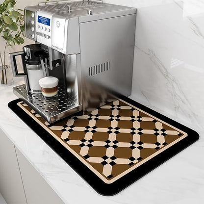 AMOAMI Coffee Mat Hide Stain Rubber Backed Absorbent Dish Drying Mat for Kitchen Counter - Fits Under Coffee Maker or Machine - 16X24 by AMOAMI