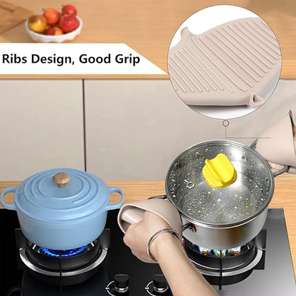 Silicone Oven Mitts Heat Resistant Pot Holders for Kitchens, ChufanMomsil Mini Cute Rubber Mittens 3 Pairs for Grilling, Cooking, Short Baking Gloves Small Silicone Pinch Grip Sets, Multicolored