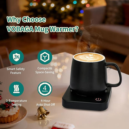 VOBAGA Coffee Mug Warmer for Desk with Auto Shut Off & 3-Temp Settings, Coffee Cup Warmer with Smart Safety Alert Home Office Accessory, Perfect for Coffee, Tea, Milk - Image 2