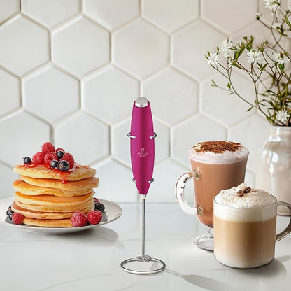 Zulay Kitchen Powerful Milk Frother Wand With 4 AA Duracell Batteries - Ultra Fast Handheld Drink Mixer - Electric Whisk Foam Maker for Coffee, Lattes, Cappuccino, Matcha & Creamer - Dragonfruit - Image 5