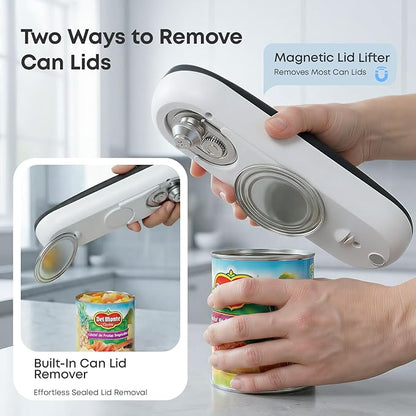 Electric Can Opener, Rechargeable Automatic Can Opener with Smooth Edge for Seniors & Arthritis Hands, One-Touch Hands-Free with Auto Stop, Fits Most Can Sizes for Kitchen Use