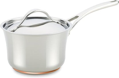 Anolon Nouvelle Stainless Steel Sauce Pan/Saucepan with Lid, 3.5 Quart, Silver by Anolon