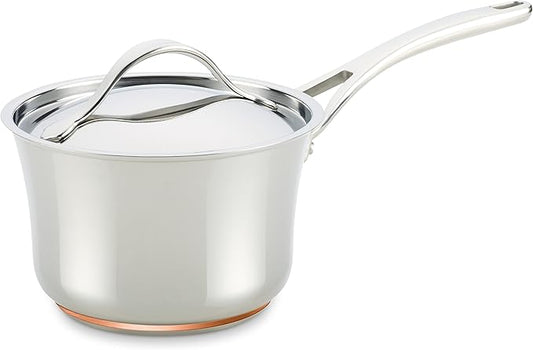 Anolon Nouvelle Stainless Steel Sauce Pan/Saucepan with Lid, 3.5 Quart, Silver by Anolon