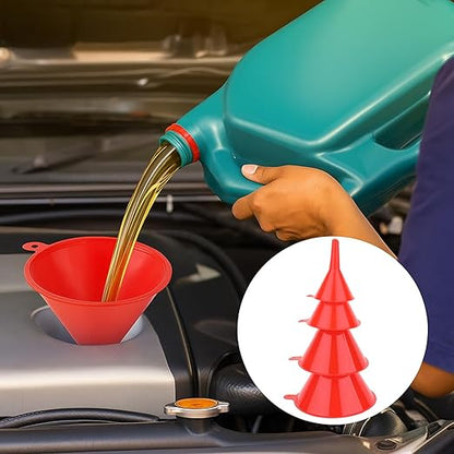 6 Pcs Automotive Oil Funnel Set – Wide Mouth Fuel Funnels with Long Neck, Flexible Spout & Removable Filter – for Gasoline, Coolant, Water, Engine Oil - Image 6