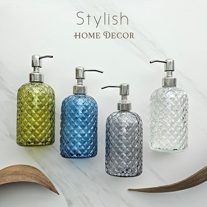 JASAI 18Oz Gray Glass Soap Dispenser with Rust Proof Pump, Refillable Kitchen soap Dispenser for Dish Soap, Bathroom Soap Dispenser for Dispense Hand soap, Lotion. - Image 7