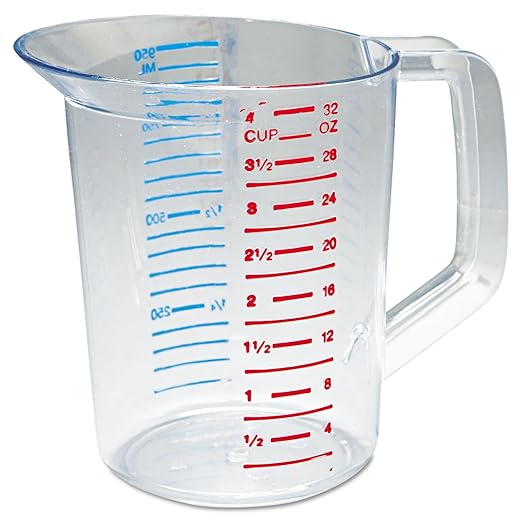 Rubbermaid Commercial Products Bouncer Clear Measuring Cup 4-Cup/1-Quart Clear Strong Food Grade Easy Read for Liquid/Dry Ingredients for Home/Professional Kitchen by RubbermaidCommercialProducts