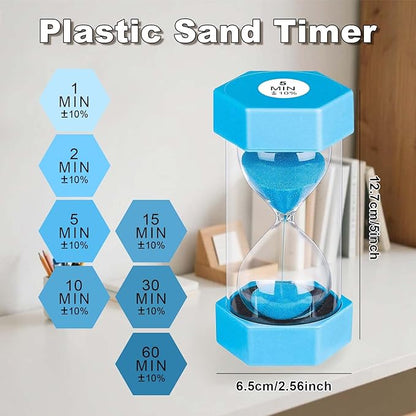 Sand Timer 60 Minutes, Unbreakable Plastic 60 Min Sand Clock, Reloj De Arena 60 Minutos, Colorful Hour Glass Sandglass Watch for Classroom Games Kitchen (Blue)