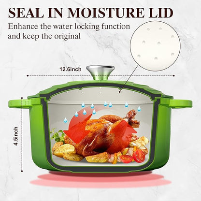 Umite Chef 5QT Enameled Cast Iron Dutch Oven Pot with Lid, Heavy-Duty, Cookware for Bread Baking, Braising, Stews, Roasting, Wedding Registry Ideas & Gifts(Green) - Image 2
