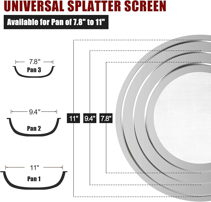 Stainless Steel Splatter Screen for Frying Pan - Grease Splatter Guard with Folding Handle - Cover Oil Splash from Bacon, Oil, or Deep Fryer - Food Strainer and Universal Cookware - Image 3