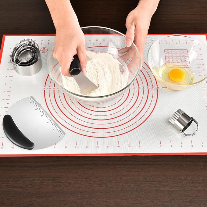 Pastry Cutter, Biscuit Cutter, Dough Scraper, Silicone Baking Mats, Stainless Steel Pastry Blender Set, Dough Cutter Biscuit Cutter Baking Pastry Mat Dough Blender Tools & Pastry Utensils (5 Pcs/Set) - Image 2