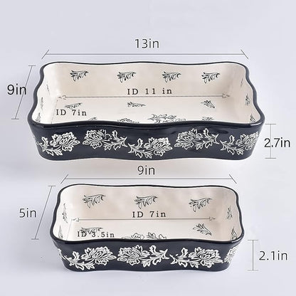 Wisenvoy Baking Dish Casserole Dish Ceramic Lasagna Pan 2-Pcs Bakeware Sets Baking Dishes Baking Set Baking Dish Set - Image 3