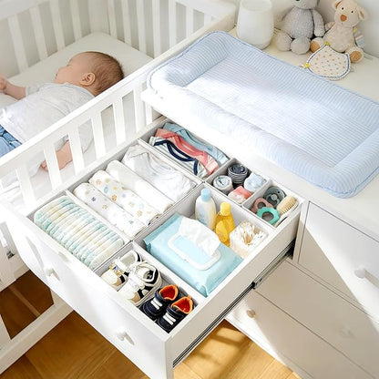 DIMJ Drawer Organizer Clothes 28 Pack - Foldable Baby Organizers and Storage & Closet Organizers for Bedroom, Closet - Nursery Organization Dresser Dividers for underwear, Sock,Bra, Belt, Tie,White - Image 3