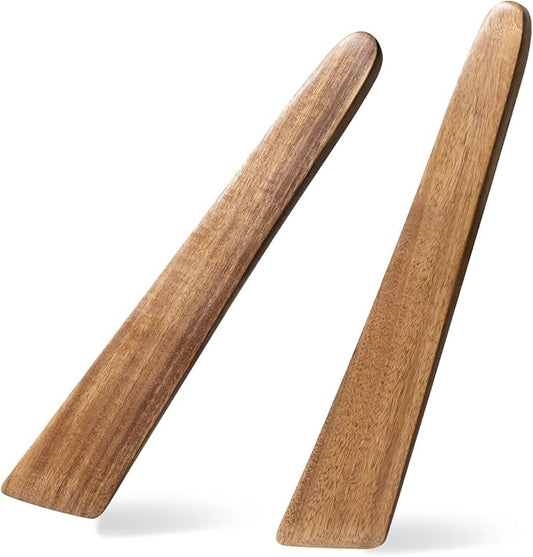 Wooden Spatula for Cooking Set of 2 – 12 Inch Acacia Wood Spatula with Thin Edge for Flipping – Flat Wooden Spatulas for Nonstick Pans – Sturdy Wood Cooking Utensils for Daily Use