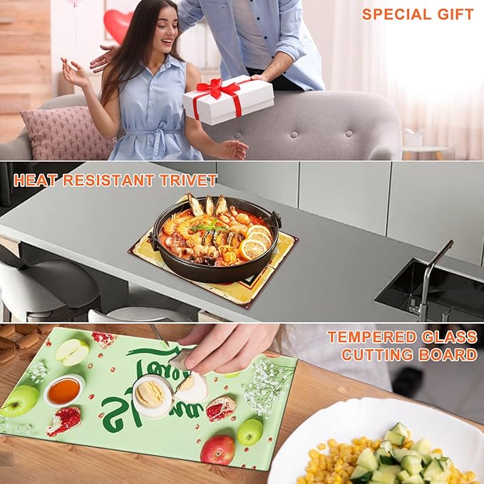 10 Pcs Sublimation Cutting Board Blanks,11x8 Inch Tempered Glass Sublimation Cutting Board Non Slip Glass Chopping Boards for Kitchen,Personalized Cutting Boards for Crafts DIY Gift