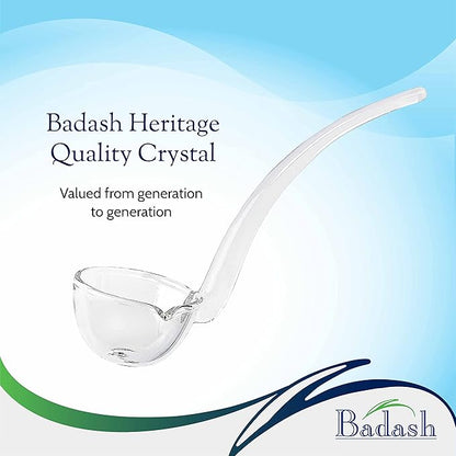 Badash 6" Small Glass Gravy Ladle, Artisan Heritage Quality Mouth-Blown Lead-Free Crystal, Elegant Small Spoon-Sized Serving Clear Utensil perfect For Sauce & Salad Dressing, Presentation Packaging