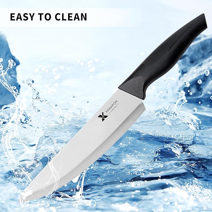 14 Pieces Kitchen Knife Set with Block, German Stainless Steel, BlackSilver - Image 6