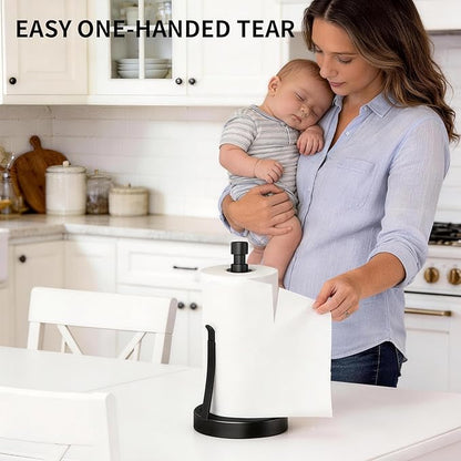 YUMORE Paper Towel Holder Countertop, Paper Towel Holder with Weighted Base Non Slip, Standing Paper Towel Roll Holder for Kitchen Bathroom, Stainles Steel - Image 4