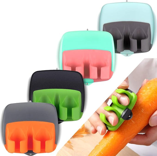 Mudder 4 Pieces Finger Vegetable Palm Peeler Kitchen Fruit Potato Peeler with Comfortable Rubber Finger Grip For Pumpkin Carrot Cucumber Potato by Mudder