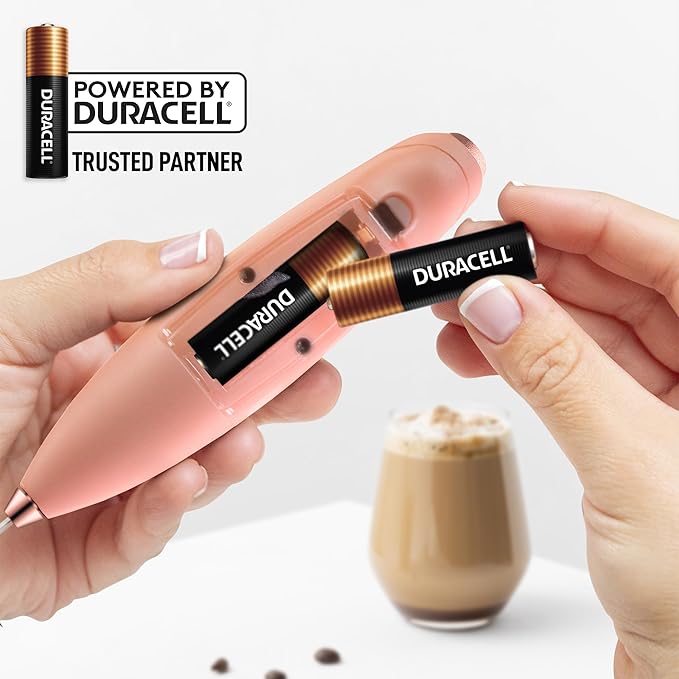 Zulay Kitchen Patented Tornado Triple Whisk Milk Frother with 4 Duracell Batteries – Handheld Foam Maker for Coffee, Lattes, Matcha & Hot Chocolate – Rich, Creamy Froth in Seconds - Rose Peach - Image 8