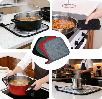 4 Pack Pot Holders for Kitchen Clearance Oven Potholders Sets for Kitchens Hot Pads for Kitchen Countertops Heat Resistant Black - Image 6