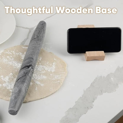 Koville African Natural Marble French Rolling Pin, 16inch Non-Stick Rolling Pin for Baking, Dough Roller for Pasta, Dumpling, Fondant, Pie, Bread, Pizza, Kitchen Baking Tools(Monte Grigio) - Image 7