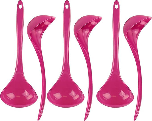 Reston Lloyd Melamine Soup Ladle Kitchen Utensil, Premium Quality Utensil with Heat Resistant Ergonomic Handle, Durable BPA-Free Plastic, 10.5 inch long, 6pc Set, Magenta by RestonLloyd
