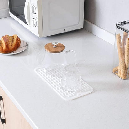 MicoYang Silicone Dish Drying Mat for Multiple Usage,Easy clean,Eco-friendly,Heat-resistant Silicone Mat for Kitchen Counter or Sink,Refrigerator or Drawer Liner White S 12 inches x 6 inches - Image 6
