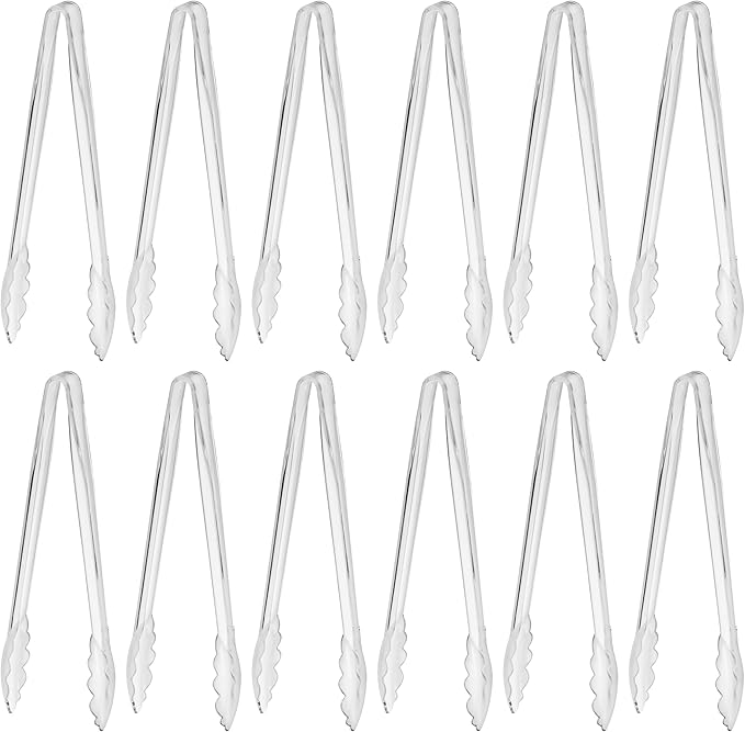 New Star Foodservice 35520 Utility Tong, High Heat Plastic, Scalloped, 12 inch, Set of 12, Clear