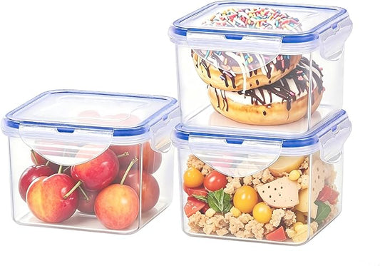 KIGI 23 OZ Square Food Storage Containers with 4-Sided Locking Lid, Leak proof, Ideal for Lunch and Meal Prep, BPA-Free Plastic, 2.9 Cup, 6 Piece Set