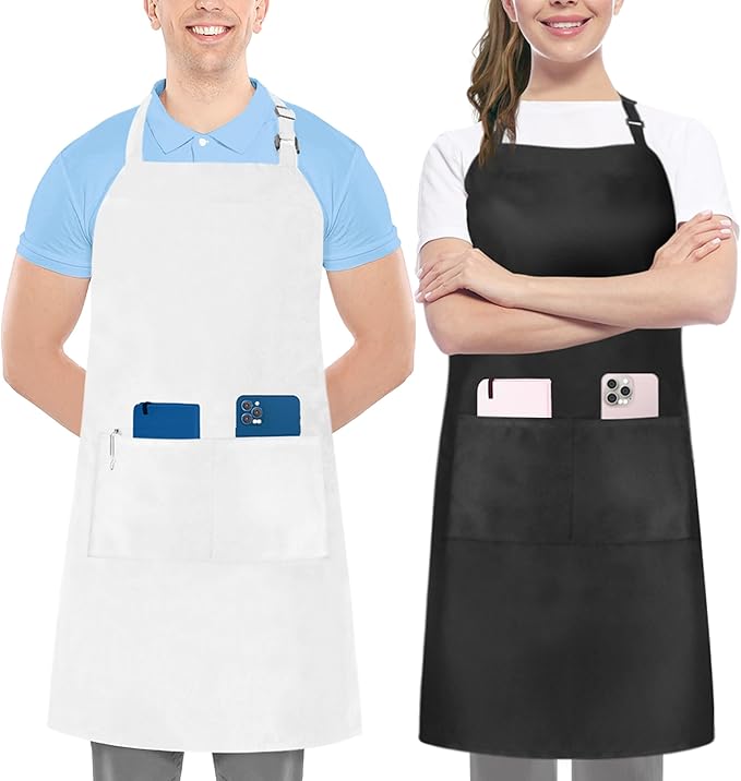Utopia Kitchen 2 Pack Bib Apron, Adjustable with 2 Pockets, Water and Oil Resistant, Cooking Kitchen Chef Apron for Women Men by UTOPIAKITCHEN