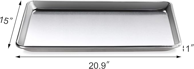 New Star Foodservice Commercial-Grade 18-Gauge Aluminum Sheet Pan/Bun Pan (15 L x21 W x1 H (Two Thirds size) Measure Oven) - Image 3
