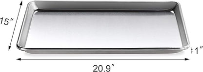 New Star Foodservice Commercial-Grade 18-Gauge Aluminum Sheet Pan/Bun Pan (15 L x21 W x1 H (Two Thirds size) Measure Oven) - Image 3