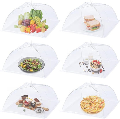 Husfunov 6 Pack Mesh Food Covers,17"Lx17"W Large Food Cover,White Nylon Covers,Pop-Up Serving Dish Covers Tent Umbrella,for Patio Net for Outdoor Camping, Picnics, Parties,BBQ,Collapsible and Reusable by Unknown