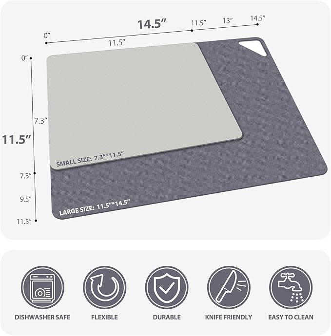 WK Flexible Plastic Cutting Boards for Kitchen Set of 6, Non Slip Cutting Board Mats with Hole, Cutting Boards for Meat, BPA Free, Dishwasher Safe, Multi Size - Image 3