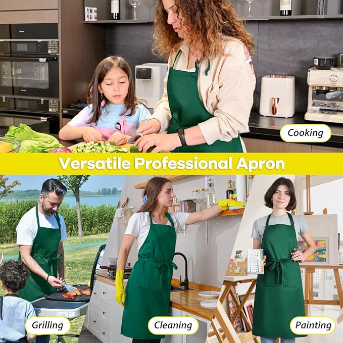 ROTANET Extra Large Apron for Men Adjustable Bib Aprons with 2 Pockets Cooking Kitchen Women Chef Water & Oil Resistant - Image 6