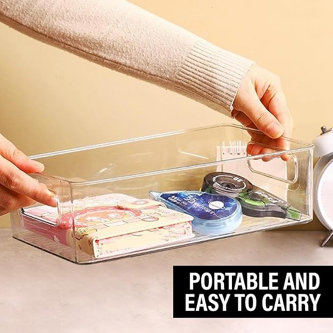 Clear Plastic Storage Bins, Pantry Organizers and Storage, Kitchen Organization and Storage Containers Bins for Organizing, Fridge, Freezer, Bathroom, Pantries, Medicine Cabinet Organizer Bin - Image 6