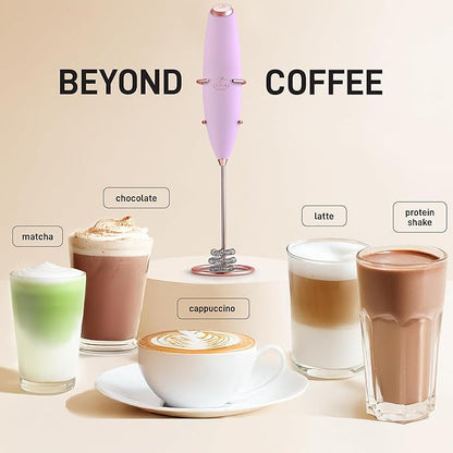 Zulay Kitchen Patented Tornado Triple Whisk Milk Frother with 4 Duracell Batteries – Handheld Foam Maker for Coffee, Lattes, Matcha & Hot Chocolate – Rich, Creamy Froth in Seconds - Rose Gold - Image 3